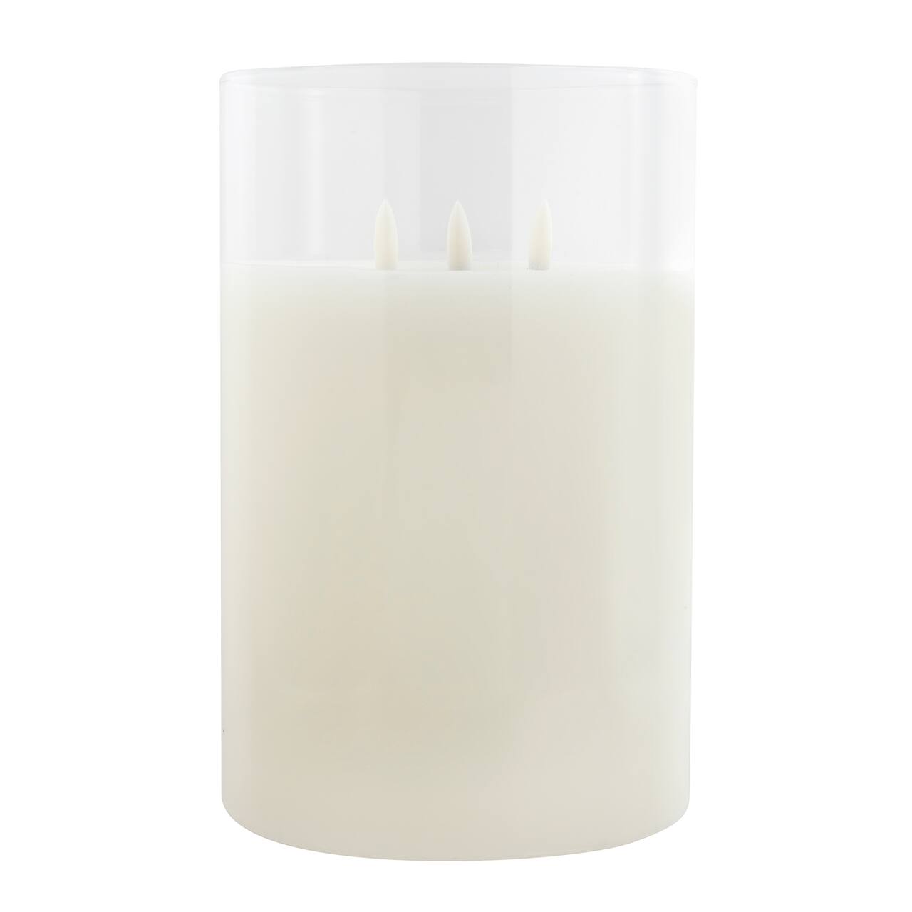 9" LED 3-Wick Flickering Glass & Wax Candle by Ashland®